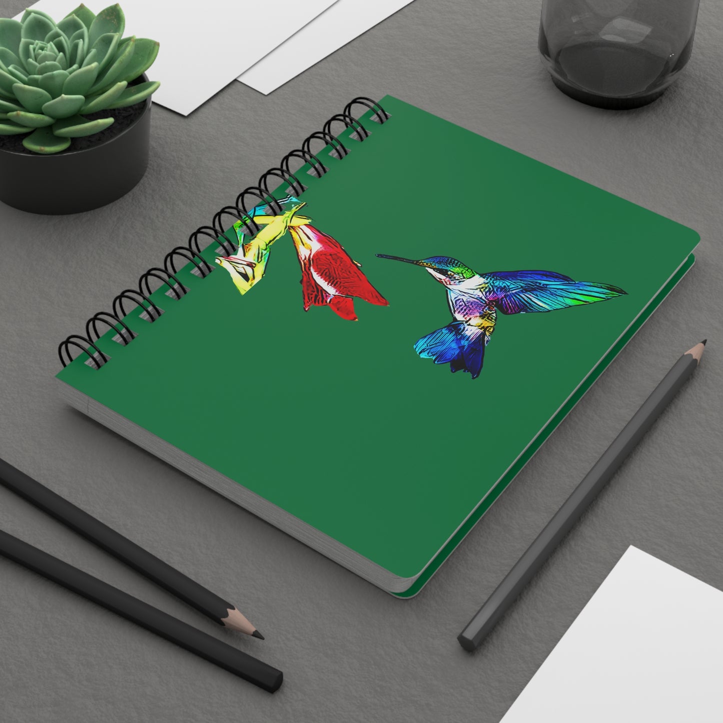 Hummingbird Sweet Green Spiral Bound Journal