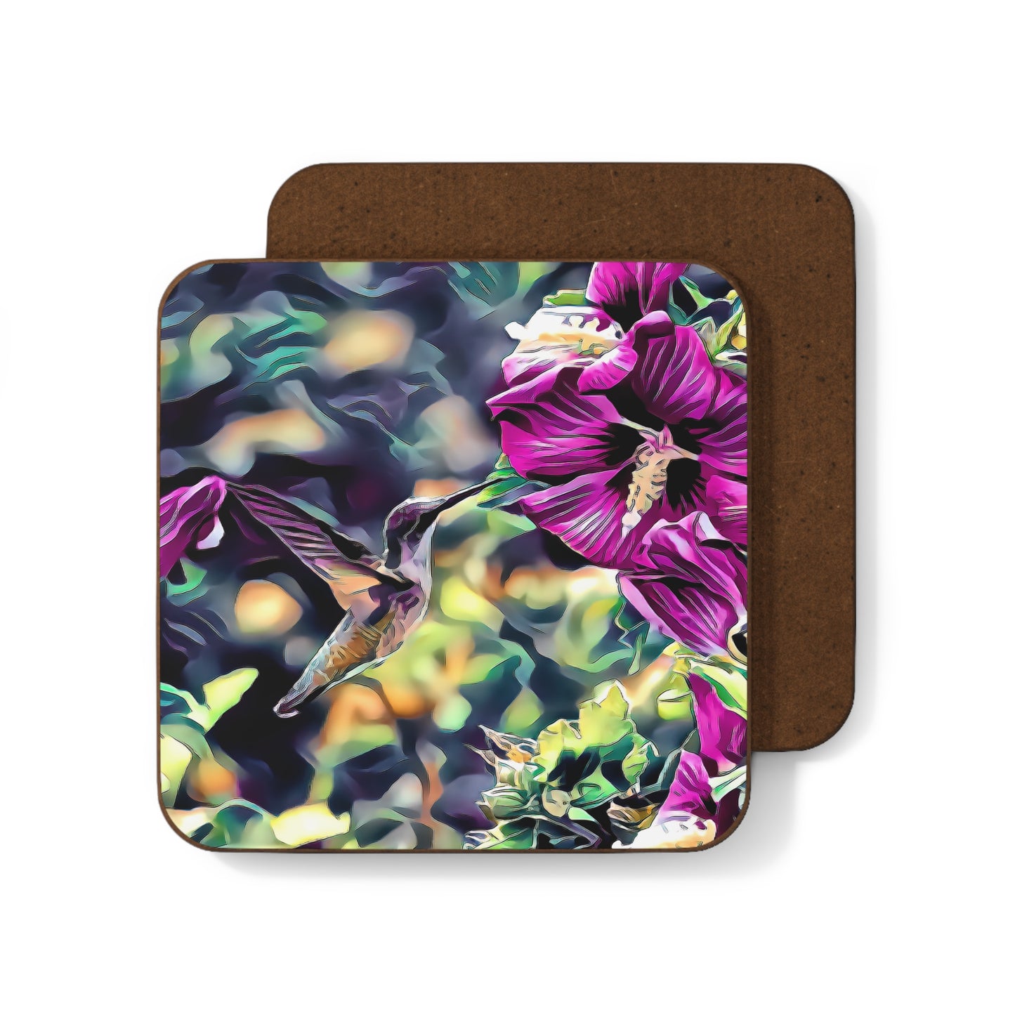 Hummingbird Purple Flyer Hardboard Back Coaster