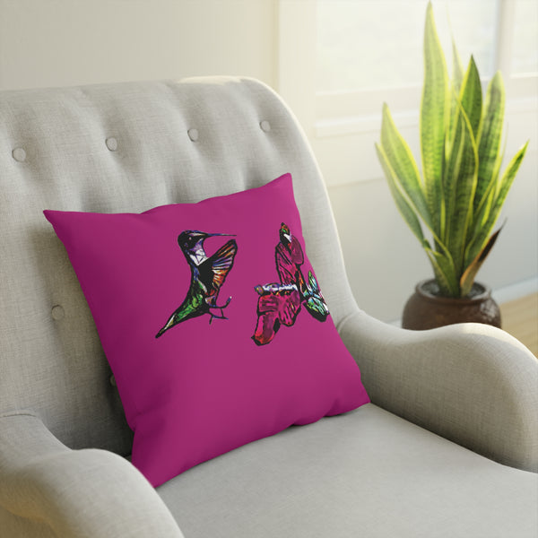 Hummingbird Bounce Neat Pink Cushion