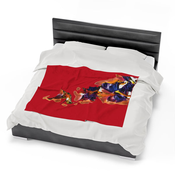 Hummingbird Violet Red Plush Blanket