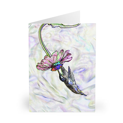 Inflating Flower Hummingbird Art Notecard (5 Pack)