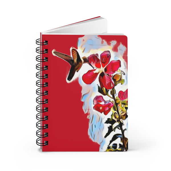 Hummingbird Red Rosa Red Spiral Bound Journal