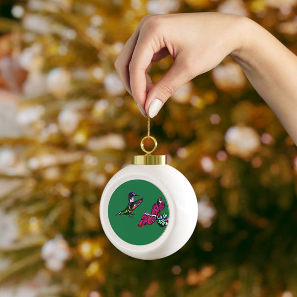 Hummingbird Bounce Green Ball Ornament