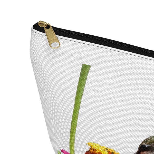 Hummingbird Zinnia Sip White Accessory Pouch w T-bottom