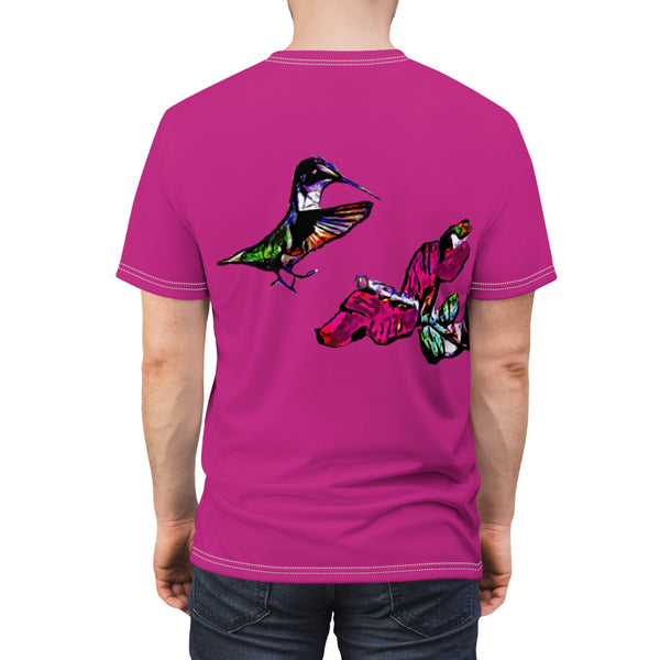 Unisex Cut & Sew Hummingbird Bounce Neat Pink Tee (AOP 1)