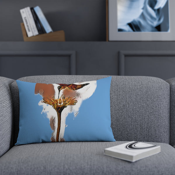 Hummingbird Flame Light Blue Cushion