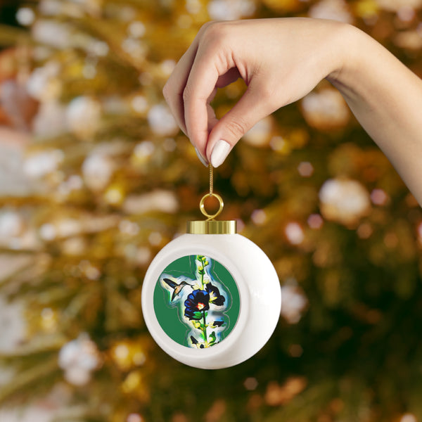 Hummingbird Standing Green Ball Ornament