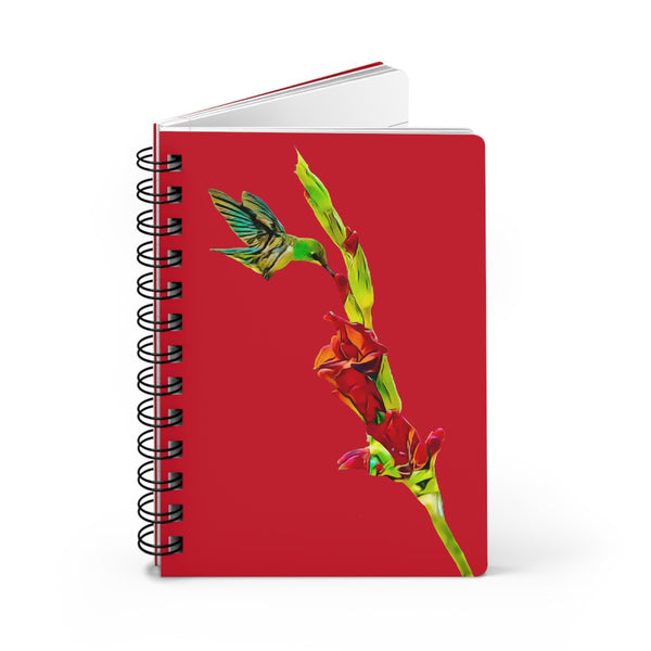 Hummingbird Gladiolus Standing Red Spiral Bound Journal