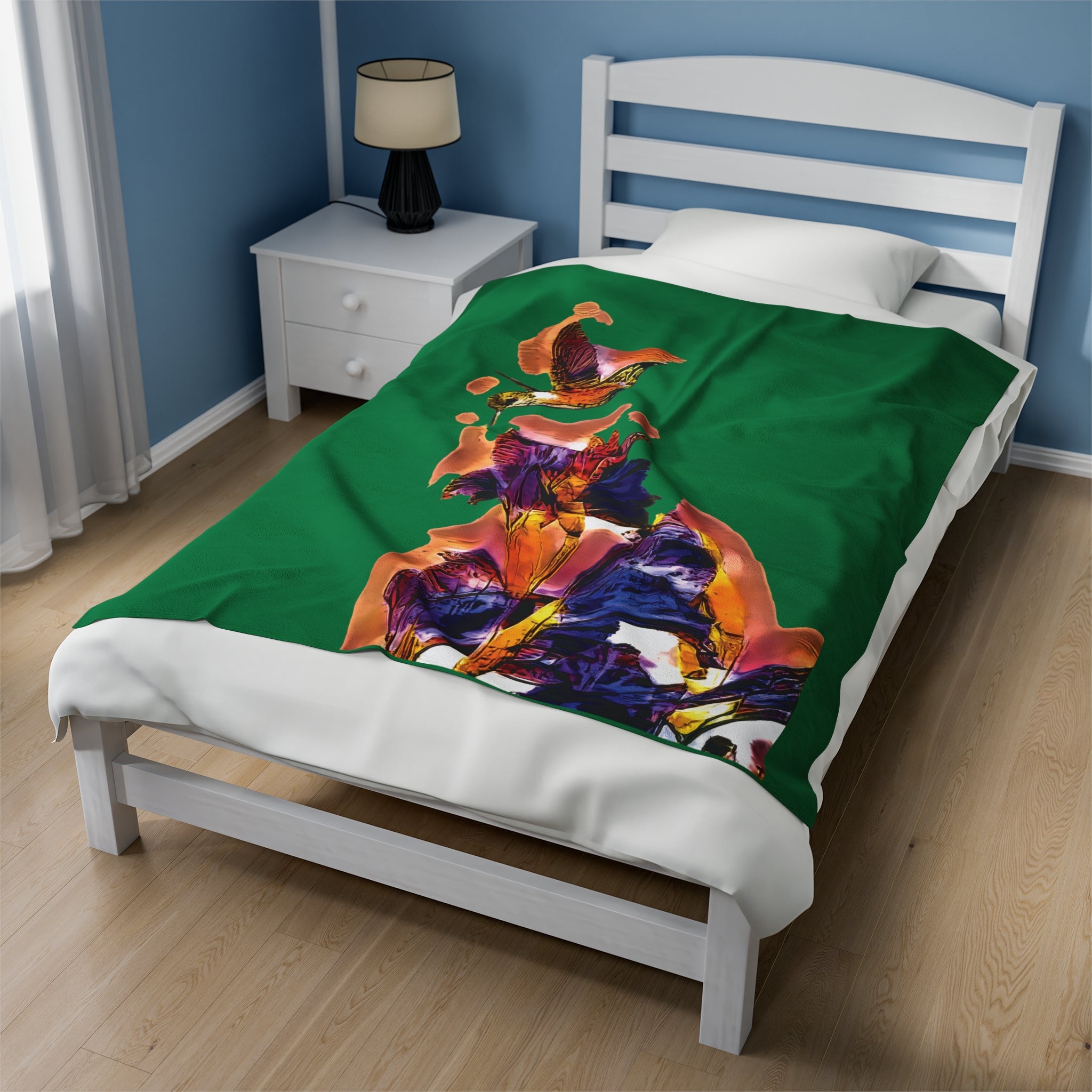 Hummingbird Violet Green Plush Blanket