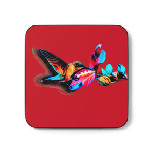 Hummingbird Landing RedHardboard Back Coaster