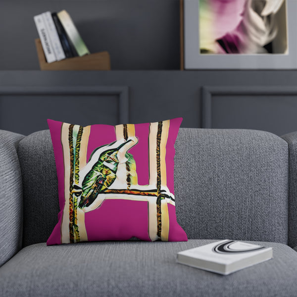 Hummingbird Emerald Neat Pink Cushion