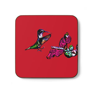 Hummingbird Bounce Red Hardboard Back Coaster