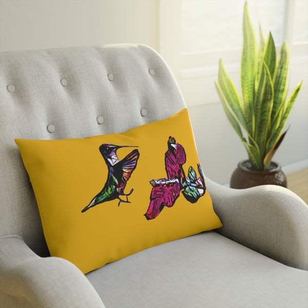 Hummingbird Bounce Yellow Cushion