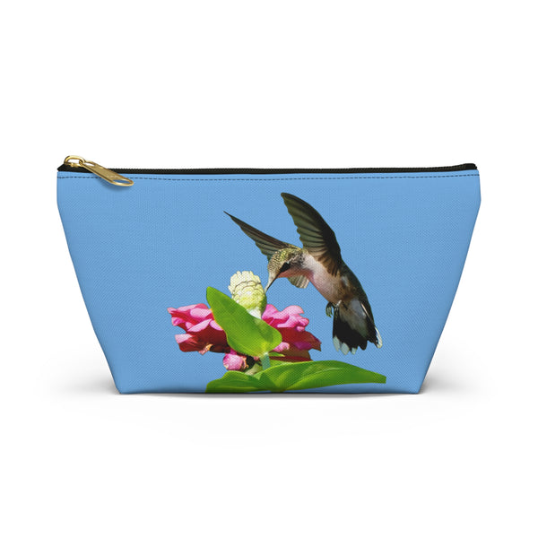 Hummingbird Wings Up Light Blue Accessory Pouch w T-bottom