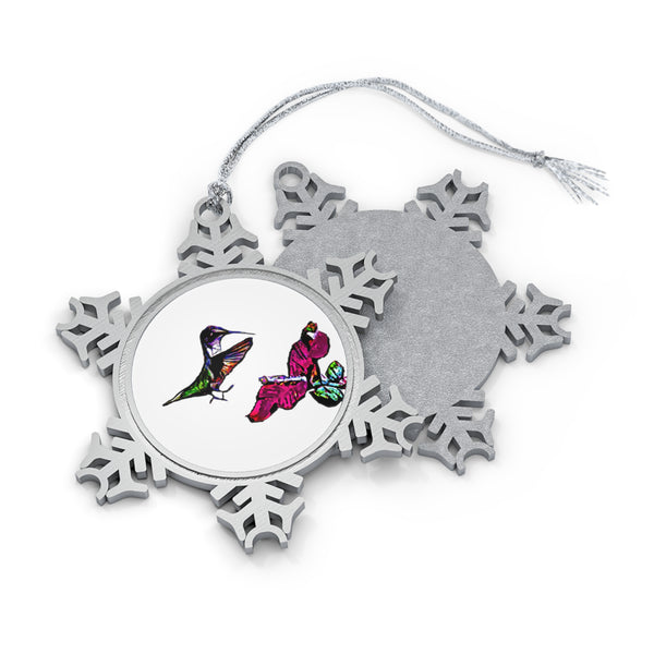 Hummingbird Bounce Pewter Snowflake Ornament