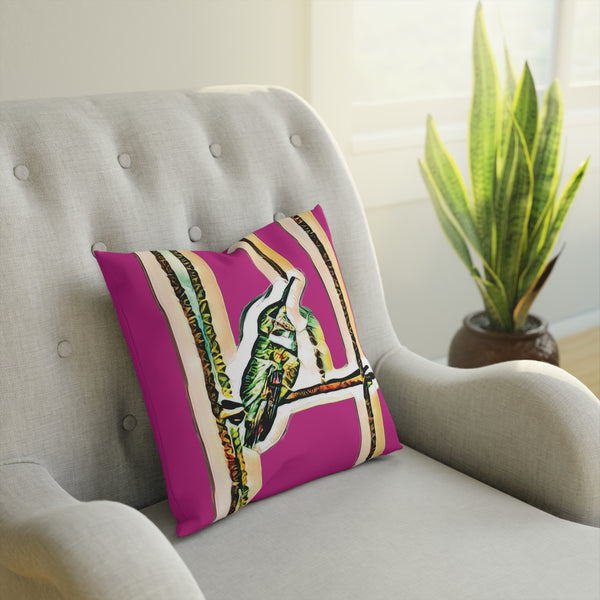 Hummingbird Emerald Neat Pink Cushion