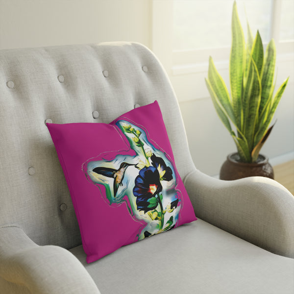 Hummingbird Standing Neat Pink Cushion