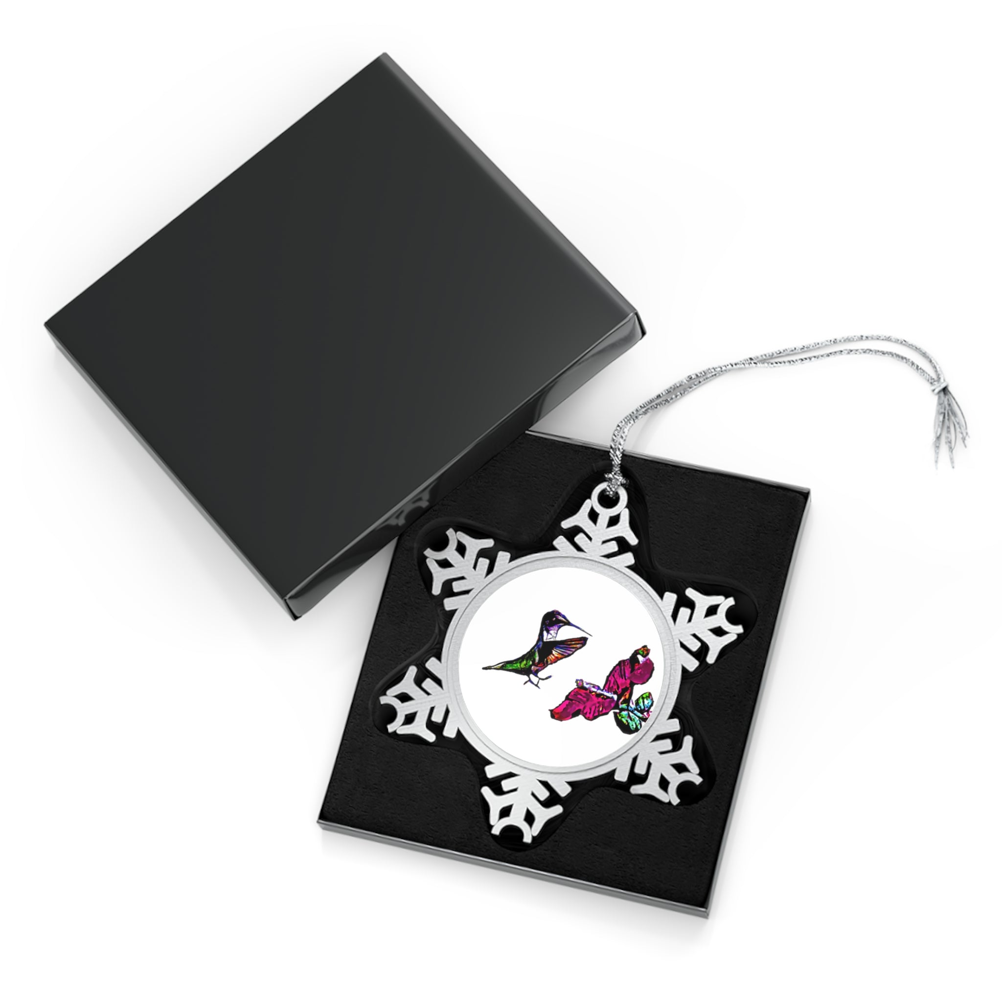 Hummingbird Bounce Pewter Snowflake Ornament