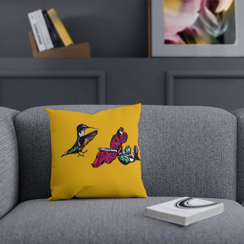 Hummingbird Bounce Yellow Cushion