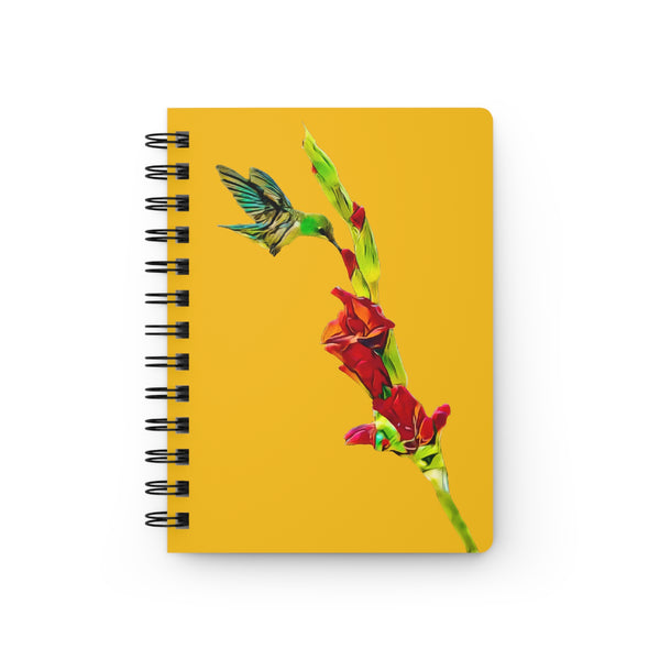 Hummingbird Gladiolus Standing Yellow Spiral Bound Journal