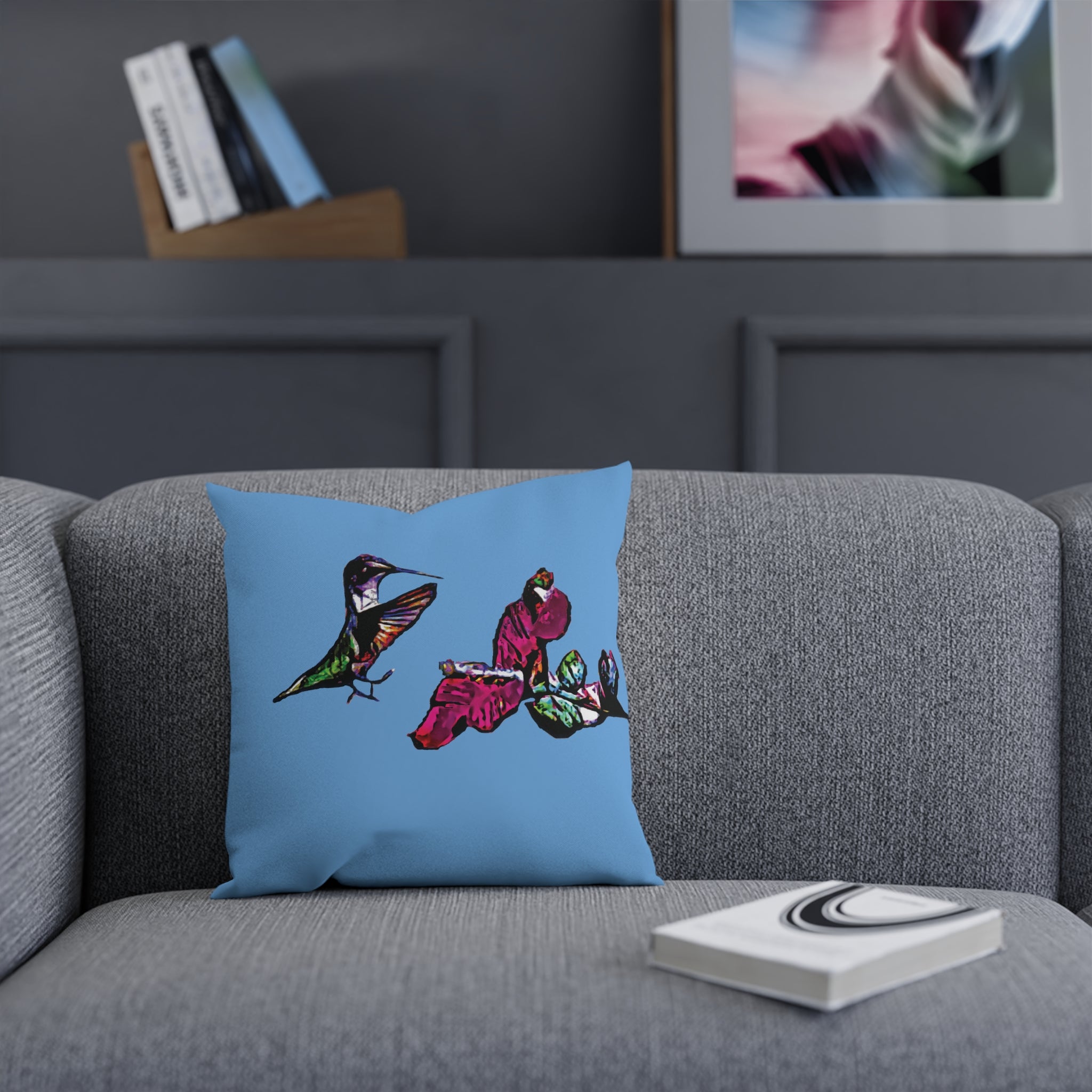 Hummingbird Bounce Light Blue Cushion