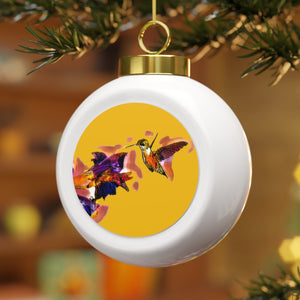 Hummingbird Violet Yellow Ball Ornament