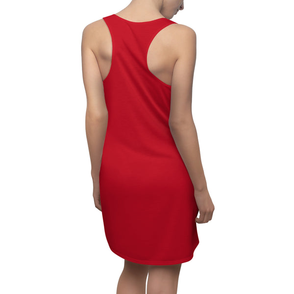 Hummingbird Zinnia Sip Red Women's Cut & Sew Racerback Dress (AOP)