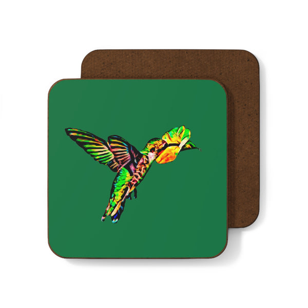 Hummingbird Emerald Sip Green Hardboard Back Coaster