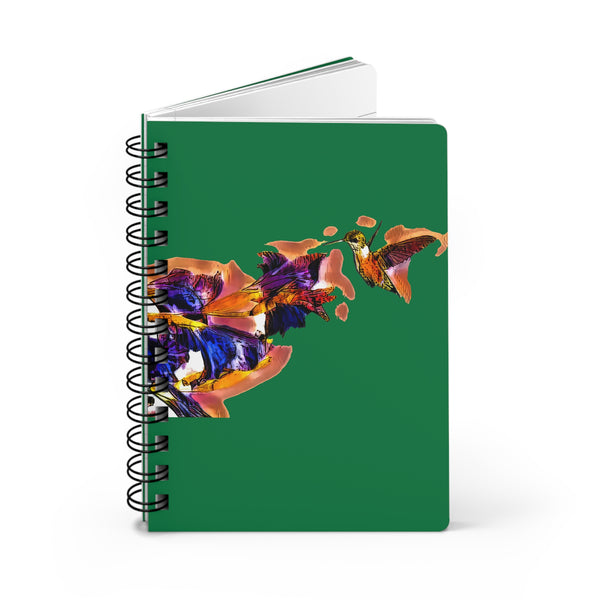 Hummingbird Violet Green Spiral Bound Journal