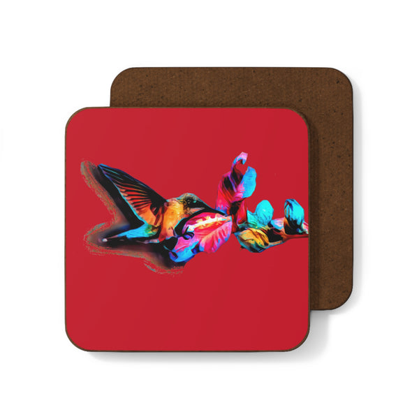 Hummingbird Landing RedHardboard Back Coaster