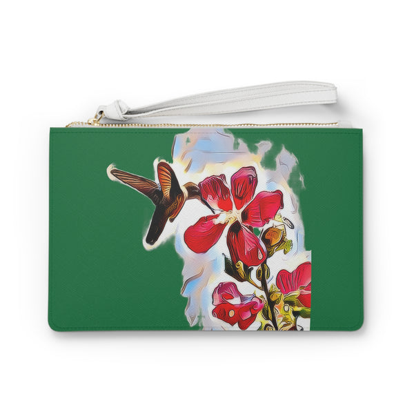 Hummingbird Red Rosa Green Clutch Bag (2)