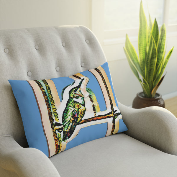 Hummingbird Emerald Light Blue Cushion