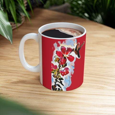 Hummingbird Red Rosa Ceramic Mug 11oz