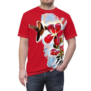 Unisex Cut & Sew Hummingbird Red Rosa Red Tee (AOP 1)