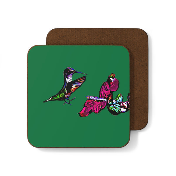 Hummingbird Bounce Green Hardboard Back Coaster