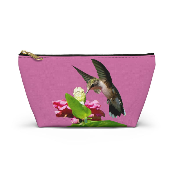 Hummingbird Wings Up Neat Pink Accessory Pouch w T-bottom