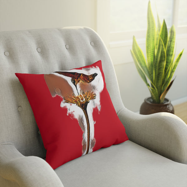 Hummingbird Flame Red Cushion