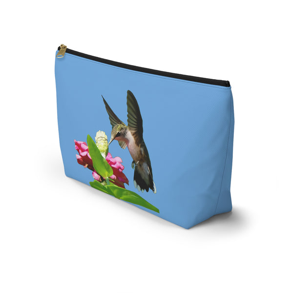 Hummingbird Wings Up Light Blue Accessory Pouch w T-bottom