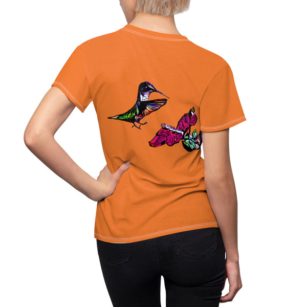 Women's Cut & Sew Hummingbird Bounce Orange Tee (AOP 1)