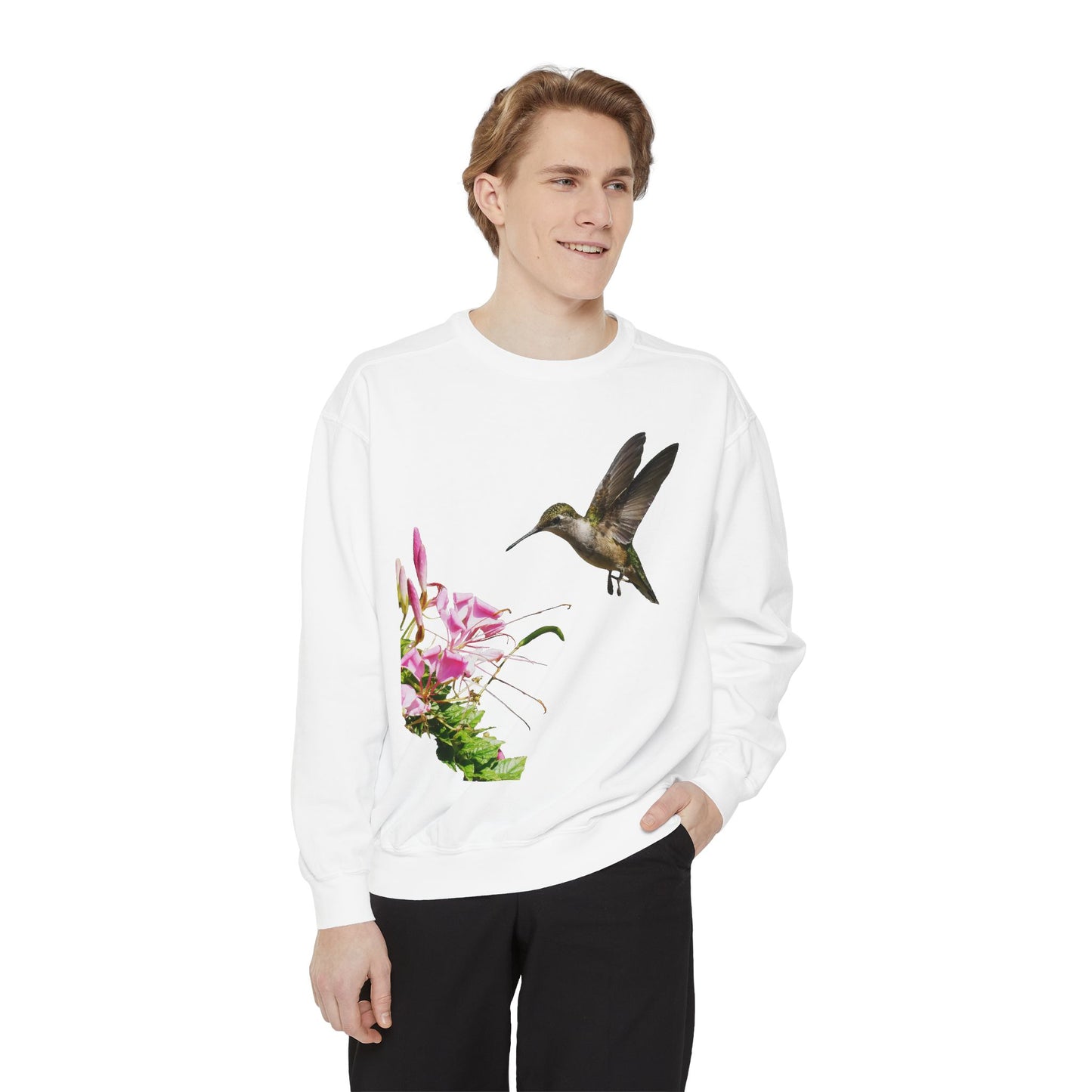 Hummingbird Frills Unisex Garment-Dyed Sweatshirt 1