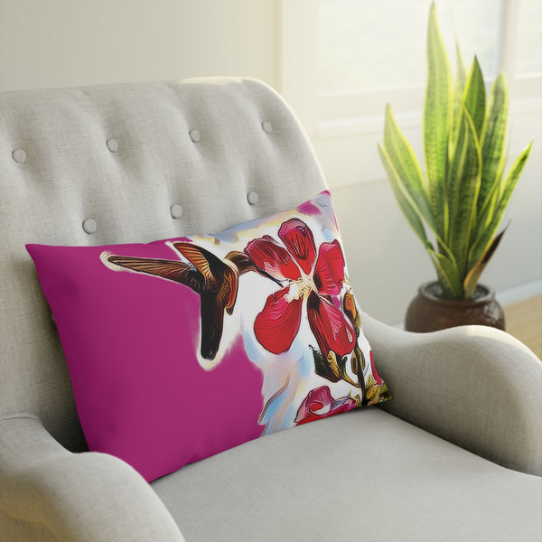 Hummingbird Red Rosa Neat Pink Cushion