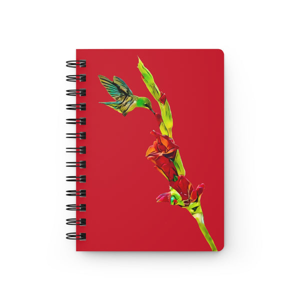 Hummingbird Gladiolus Standing Red Spiral Bound Journal