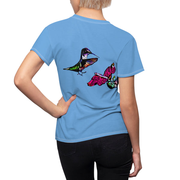 Women's Cut & Sew Hummingbird Bounce Light Blue Tee (AOP 1)