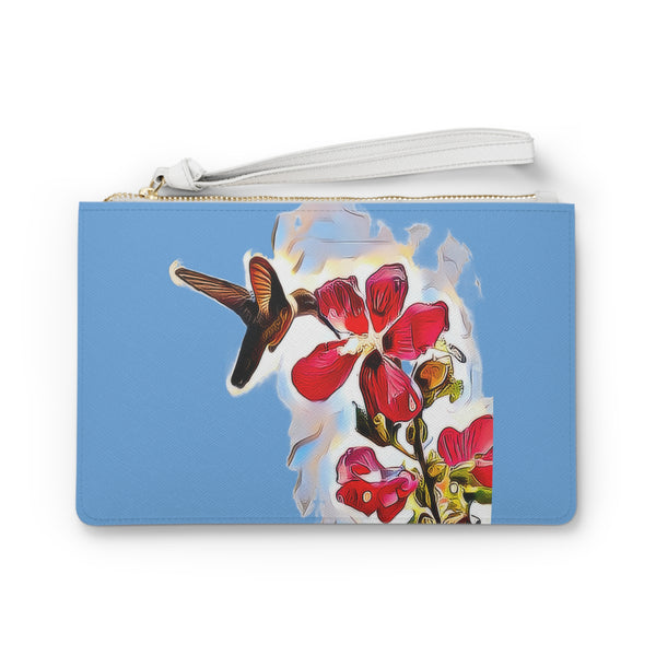 Hummingbird Red Rosa Light Blue Clutch Bag (2)