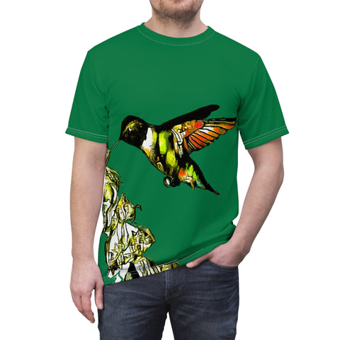 Unisex Cut & Sew Hummingbird Stick Light Green Tee (AOP 1)