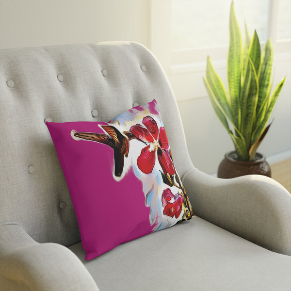 Hummingbird Red Rosa Neat Pink Cushion