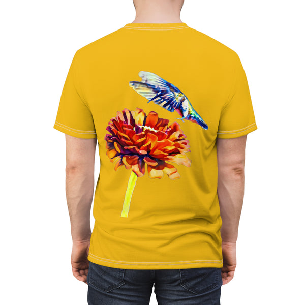 Unisex Cut & Sew Hummingbird Wings Up Yellow Tee (AOP 1)