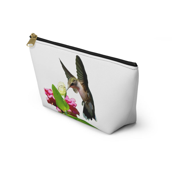 Hummingbird Wings Up White Accessory Pouch w T-bottom