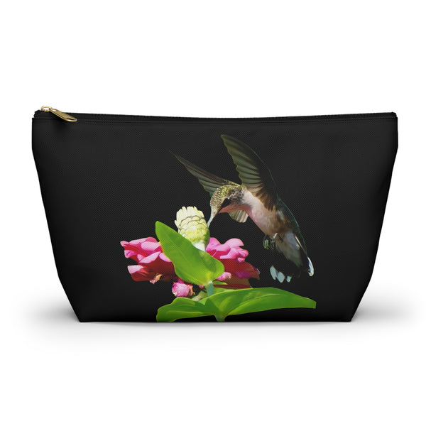 Hummingbird Wings Up Black Accessory Pouch w T-bottom