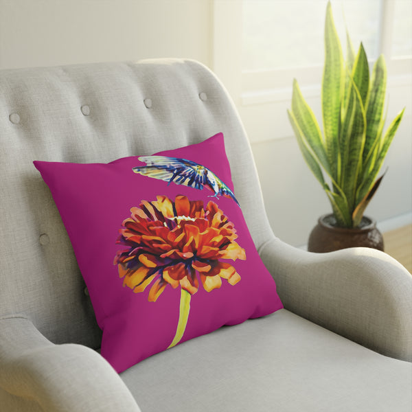 Hummingbird Wings Up Neat Pink Cushion